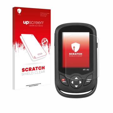 Front side of a product packaging with the brand logo upscreen. Next to it is the device Hti HT A2 shown with the correspondin