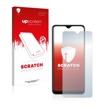 Front side of a product packaging with the brand logo upscreen. Next to it is the device Blackview A80 Plus shown with the cor