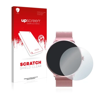 Front side of a product packaging with the brand logo upscreen. Next to it is the device Bebinca Smartwatch shown with the cor