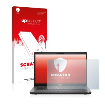 Front side of a product packaging with the brand logo upscreen. Next to it is the device Dell Latitude 5410 shown with the cor