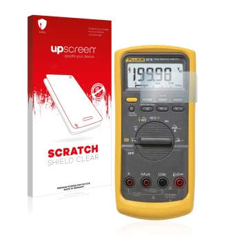 Front side of a product packaging with the brand logo upscreen. Next to it is the device Fluke 87v shown with the correspondin