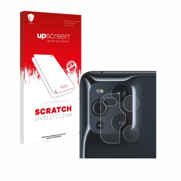 Front side of a product packaging with the brand logo upscreen. Next to it is the device Oppo Find X3 Pro (ONLY Camera Lens) s