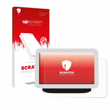 Front side of a product packaging with the brand logo upscreen. Next to it is the device Google Nest Hub 2 shown with the corr