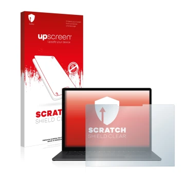 Front side of a product packaging with the brand logo upscreen. Next to it is the device Microsoft Surface Laptop 4 15