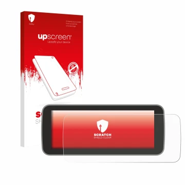 Front side of a product packaging with the brand logo upscreen. Next to it is the device Fiat 500 E Uconnect 5 10