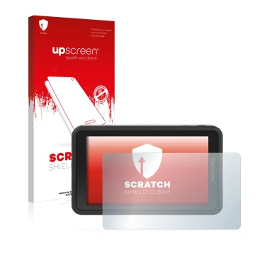 Front side of a product packaging with the brand logo upscreen. Next to it is the device Desview R5 5.5