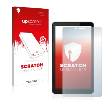 Front side of a product packaging with the brand logo upscreen. Next to it is the device Lenovo Tab M7 (3th Gen.) shown with t