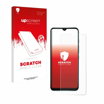 Front side of a product packaging with the brand logo upscreen. Next to it is the device Wiko Power U30 shown with the corresp