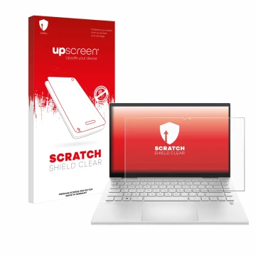 Front side of a product packaging with the brand logo upscreen. Next to it is the device HP Pavilion x360 (14-dyX) shown with 