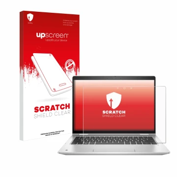 Front side of a product packaging with the brand logo upscreen. Next to it is the device HP ProBook x360 435 G8 shown with the