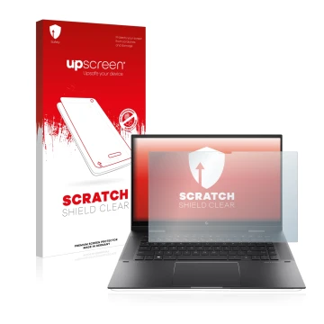 Front side of a product packaging with the brand logo upscreen. Next to it is the device HP Envy x360 (15-eX) (359 mm x 228.2 