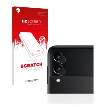 Front side of a product packaging with the brand logo upscreen. Next to it is the device Samsung Galaxy Z Flip 3 5G (ONLY Came