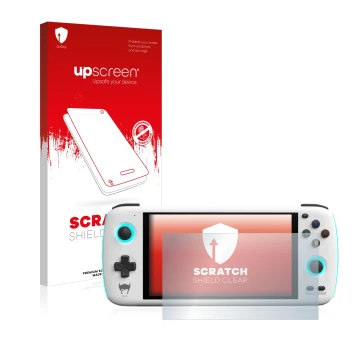 Front side of a product packaging with the brand logo upscreen. Next to it is the device AYN Odin shown with the corresponding