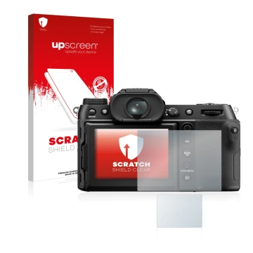 Front side of a product packaging with the brand logo upscreen. Next to it is the device Fujifilm GFX50S II shown with the cor