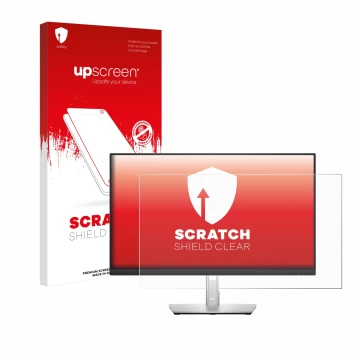 Front side of a product packaging with the brand logo upscreen. Next to it is the device Dell P2422H shown with the correspond