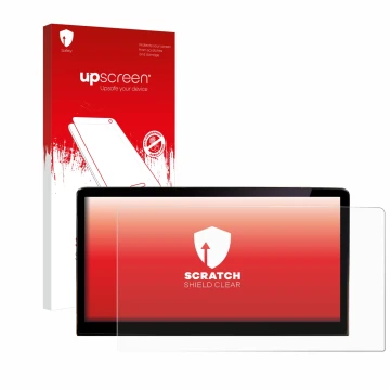 Front side of a product packaging with the brand logo upscreen. Next to it is the device Skoda Enyaq iV 80 2021 Infotainment S