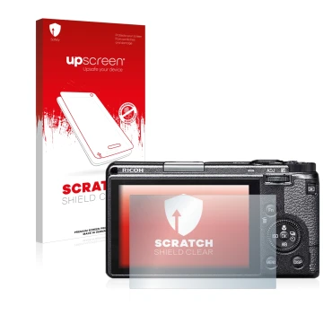 Front side of a product packaging with the brand logo upscreen. Next to it is the device Ricoh GR IIIx shown with the correspo