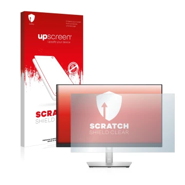 Front side of a product packaging with the brand logo upscreen. Next to it is the device Dell P2422HE shown with the correspon