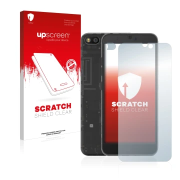 Front side of a product packaging with the brand logo upscreen. Next to it is the device Fairphone 3 (Front+Camera) shown with