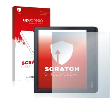 Front side of a product packaging with the brand logo upscreen. Next to it is the device Kobo Sage shown with the correspondin