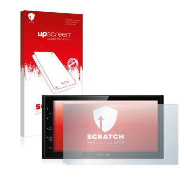 Front side of a product packaging with the brand logo upscreen. Next to it is the device Kenwood DMX5020DABS shown with the co