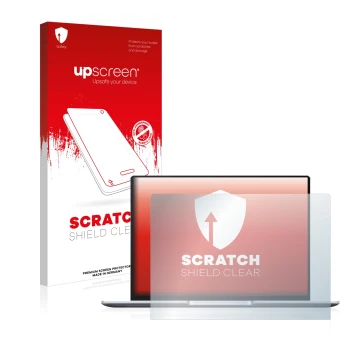 Front side of a product packaging with the brand logo upscreen. Next to it is the device Huawei MateBook 14 2021 shown with th