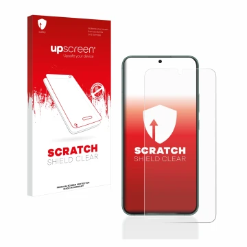 Front side of a product packaging with the brand logo upscreen. Next to it is the device Samsung Galaxy S22 Plus 5G shown with