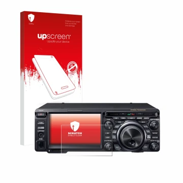 Front side of a product packaging with the brand logo upscreen. Next to it is the device Yaesu FT-DX10 shown with the correspo