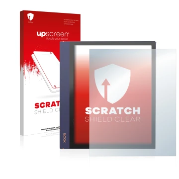 Front side of a product packaging with the brand logo upscreen. Next to it is the device Boox Note Air 2 shown with the corres