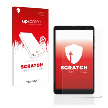 Front side of a product packaging with the brand logo upscreen. Next to it is the device Blackview Tab 6 shown with the corres
