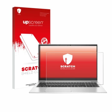 Front side of a product packaging with the brand logo upscreen. Next to it is the device HP EliteBook 850 G7 shown with the co