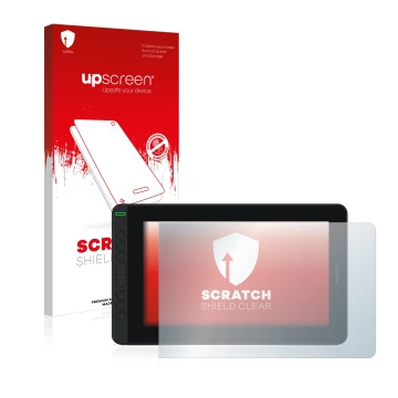 Front side of a product packaging with the brand logo upscreen. Next to it is the device Huion Kamvas 12 shown with the corres