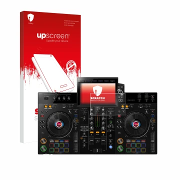 Front side of a product packaging with the brand logo upscreen. Next to it is the device Pioneer XDJ-RX3 shown with the corres