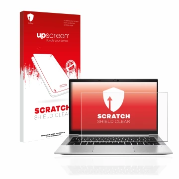 Front side of a product packaging with the brand logo upscreen. Next to it is the device HP EliteBook 830 G8 shown with the co