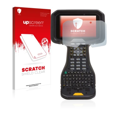 Front side of a product packaging with the brand logo upscreen. Next to it is the device Trimble TSC5 shown with the correspon