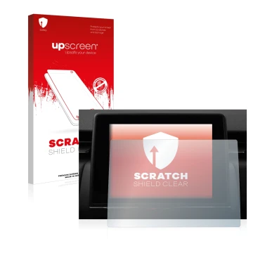 Front side of a product packaging with the brand logo upscreen. Next to it is the device Renault Captur Easy Link 7