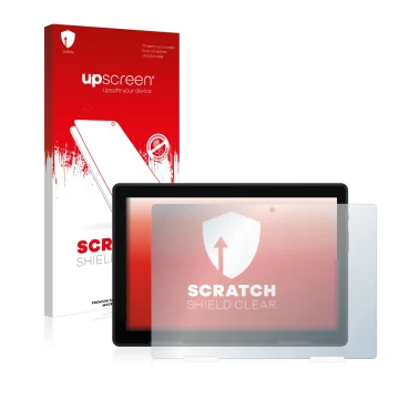 Front side of a product packaging with the brand logo upscreen. Next to it is the device MEDION Lifetab E10814 shown with the 