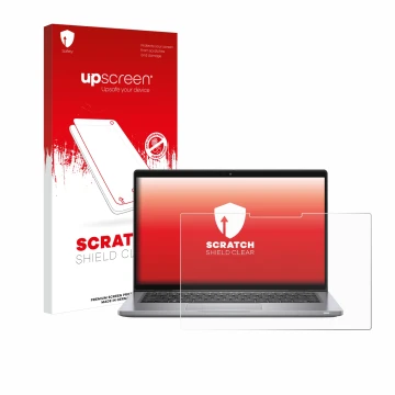 Front side of a product packaging with the brand logo upscreen. Next to it is the device Dell Latitude 7320 2-in-1 shown with 