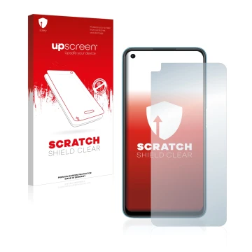 Front side of a product packaging with the brand logo upscreen. Next to it is the device Oppo A76 shown with the corresponding