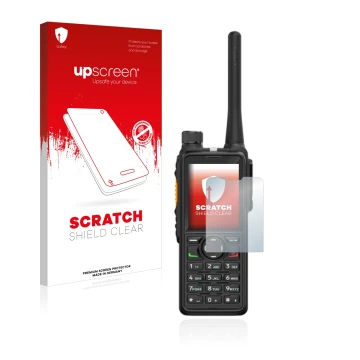 Front side of a product packaging with the brand logo upscreen. Next to it is the device Hytera HP785 shown with the correspon