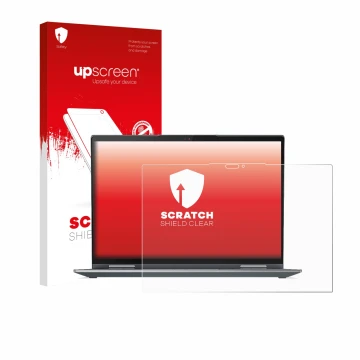 Front side of a product packaging with the brand logo upscreen. Next to it is the device Lenovo ThinkPad X1 Yoga Gen 7 shown w