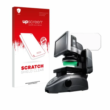 Front side of a product packaging with the brand logo upscreen. Next to it is the device Keyence IM-6125 Glass plate shown wit