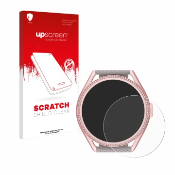 Front side of a product packaging with the brand logo upscreen. Next to it is the device Michael Kors Access MKGO Gen 5E MKT 5
