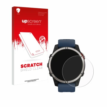 Front side of a product packaging with the brand logo upscreen. Next to it is the device Garmin quatix 7 shown with the corres