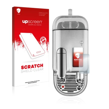 Front side of a product packaging with the brand logo upscreen. Next to it is the device Sage Nespresso Creatista Pro shown wi