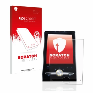 Front side of a product packaging with the brand logo upscreen. Next to it is the device MG Marvel R 2021 Infotainment System 