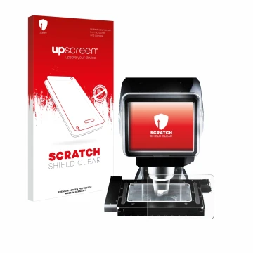 Front side of a product packaging with the brand logo upscreen. Next to it is the device Keyence LM-1100 Glass plate shown wit