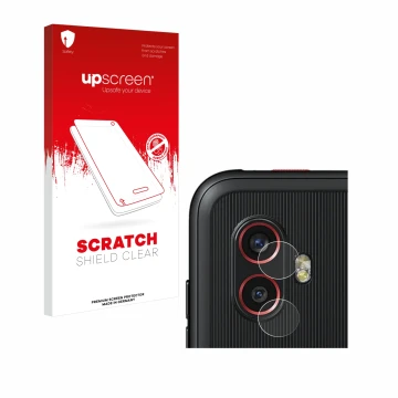 Front side of a product packaging with the brand logo upscreen. Next to it is the device Samsung Galaxy XCover 6 Pro (ONLY Cam