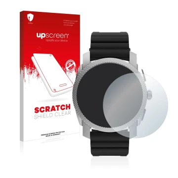 Front side of a product packaging with the brand logo upscreen. Next to it is the device Fossil Gen 6 Hybrid Machine (45mm) sh