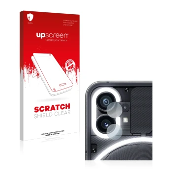 Front side of a product packaging with the brand logo upscreen. Next to it is the device Nothing Phone (1) (ONLY Camera Lens) 
